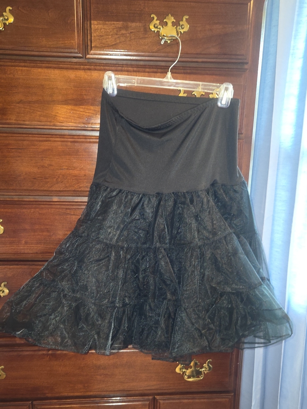 Women's Black Tiered Mesh Skirt